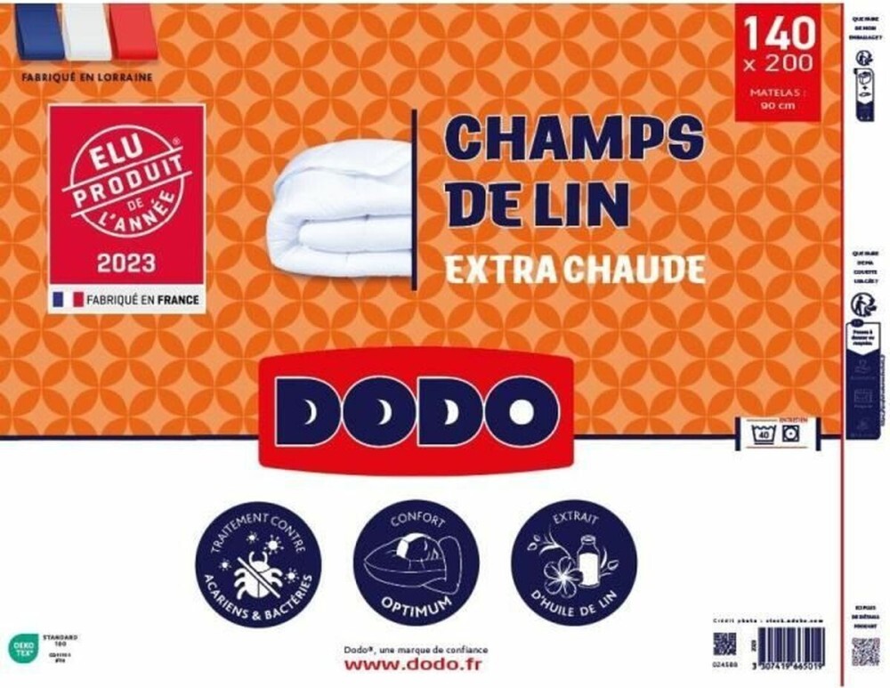 Bettdecke DODO Champs de Lin 140 x 200 cm Weiß 450 g/m² S7195278
