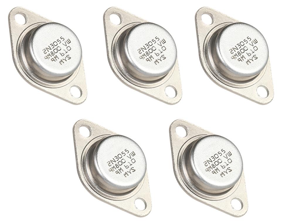 Gistuch 5 Stück hochwertige 2N3055 Leistungstransistoren NPN TO-3 Metallgehäuse 15 A/60 V, 5er-Set