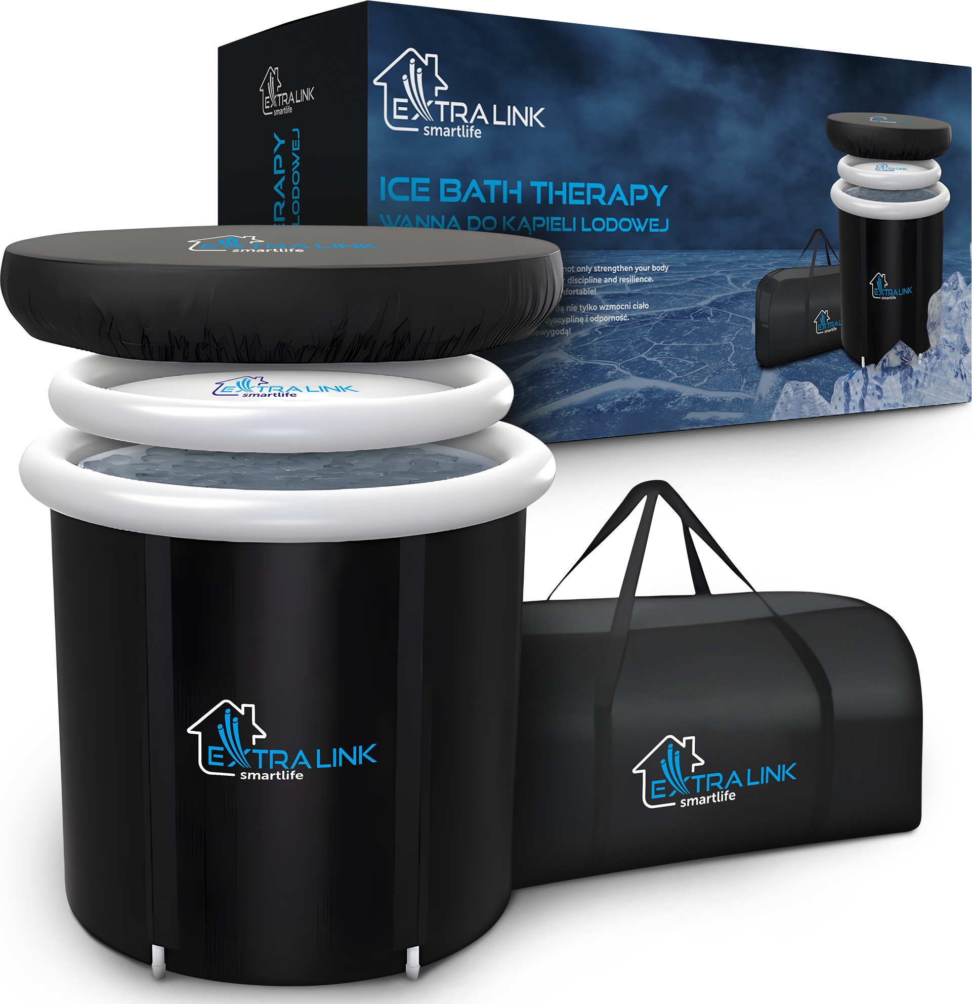 Extralink Eisbad XL mit Deckel Eisbadewanne Eistonne Eisbaden Eisfass Badewanne 400L