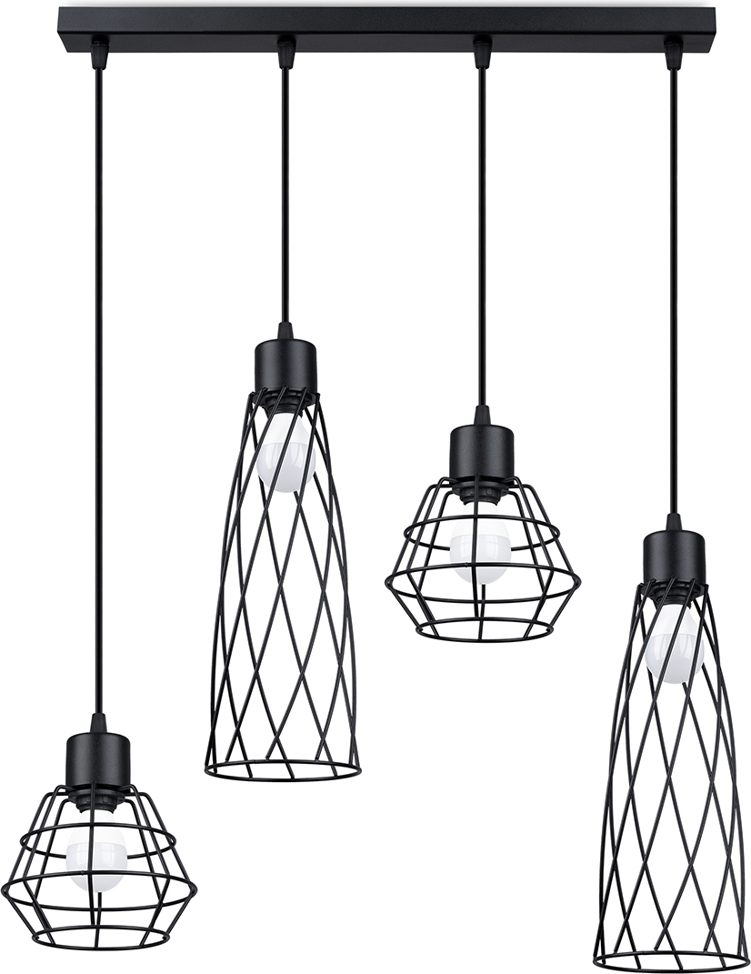 Pendelleuchten SUBA 4L schwarz 4xE14 10W Stahl 120x15x58cm Sollux Lighting