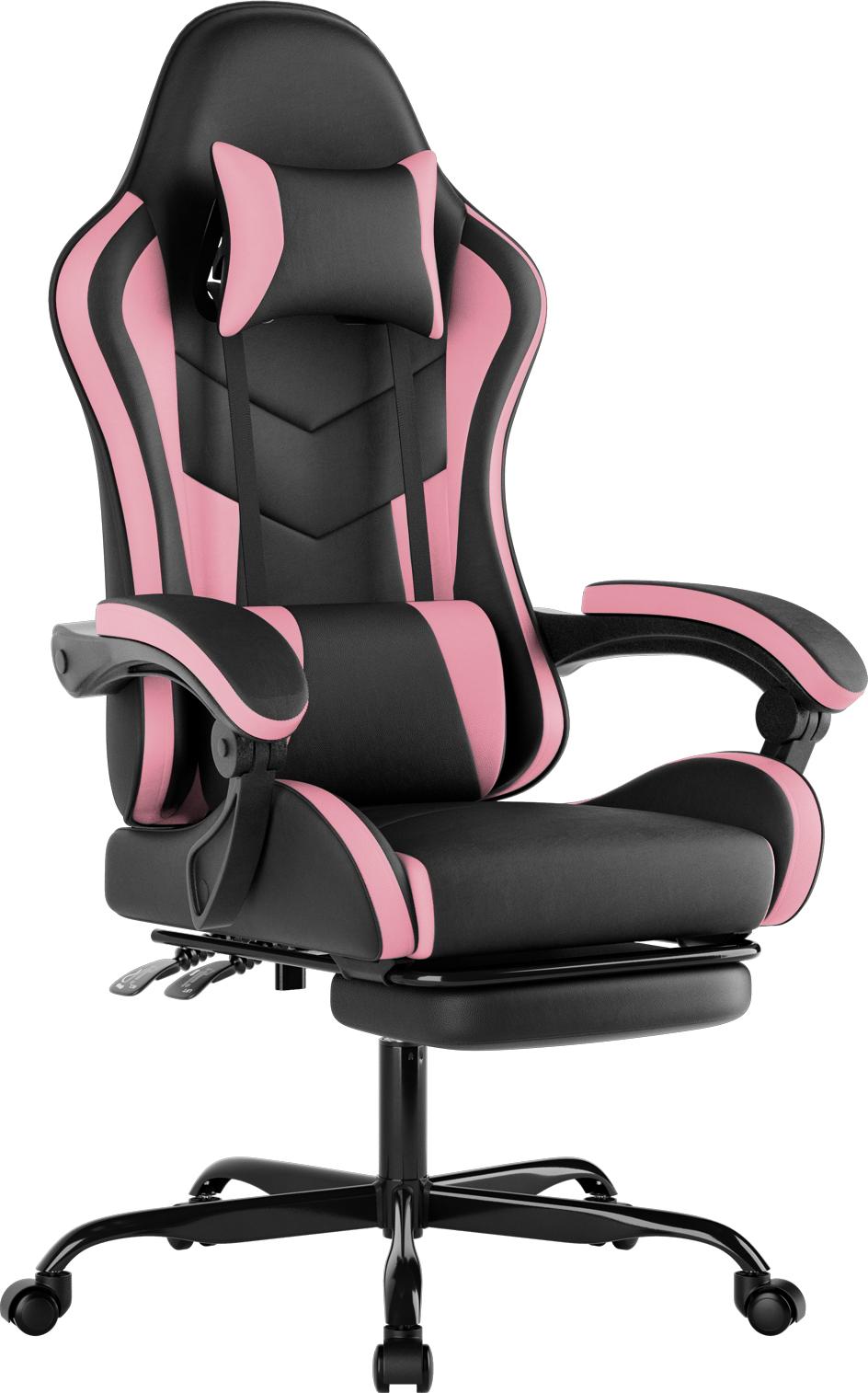 Lanki International GmbH Gaming Chair Computerstuhl Ergonomischer Gaming Stuhl mit Fußstütze Bürostuhl Ergonomischer Computerstuhl mit Lendenwirbelstütze (BLKPK)
