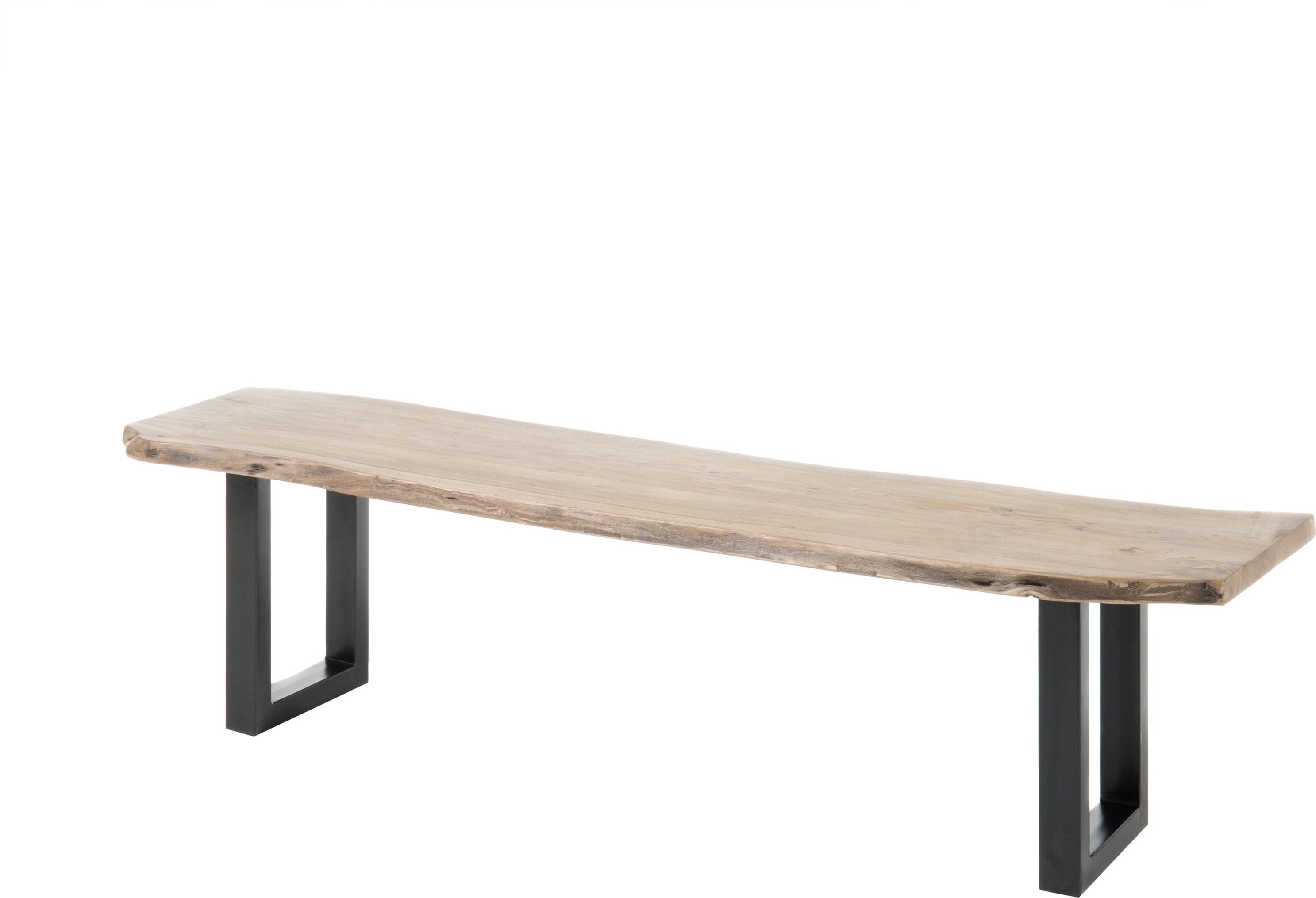 Bank >Ira< in Akazie/schwarz aus Massivholz - 160x47x42cm (BxHxT)