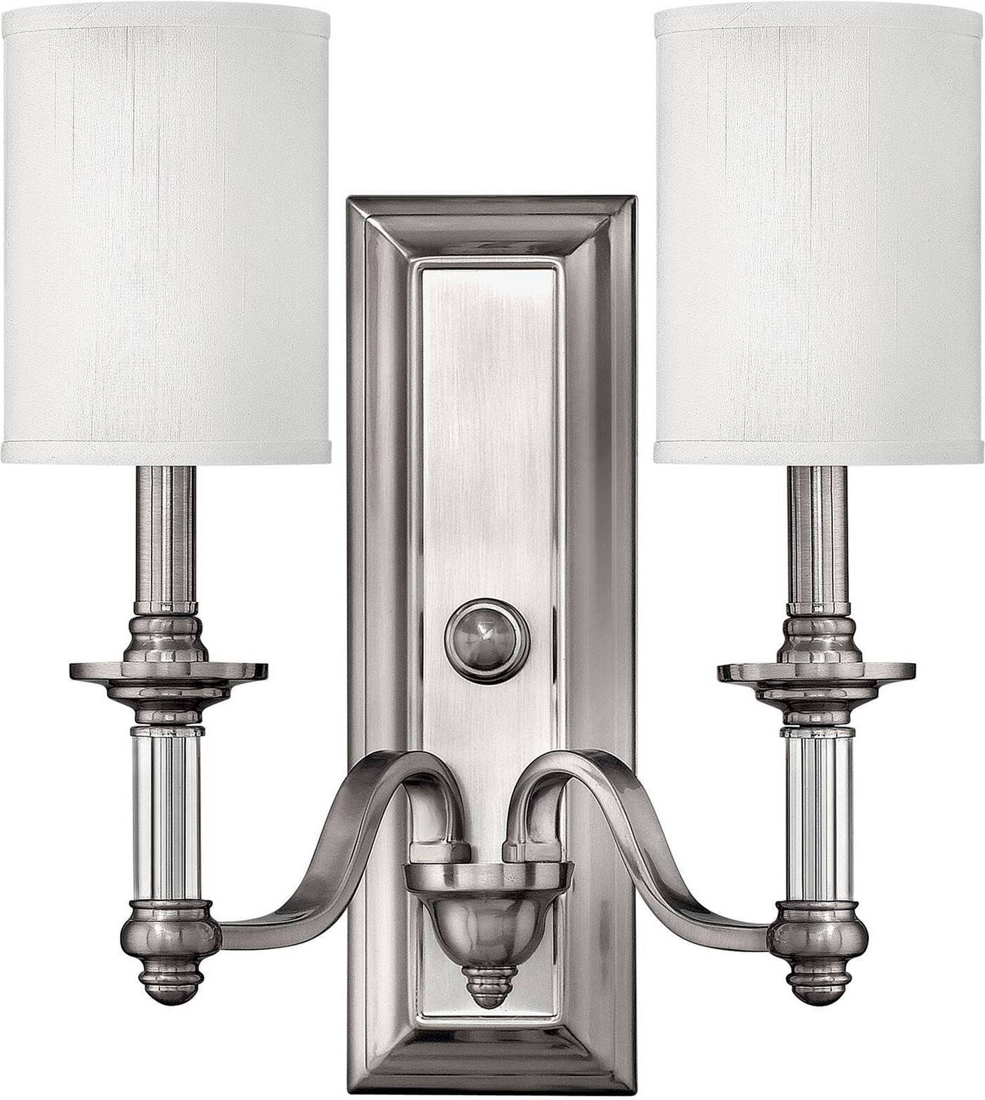 Hinkley Elstead Sussex Wandleuchte E14 2-fach Nickel gebürstet HK-SUSSEX2