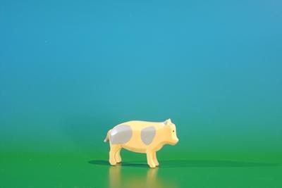 Volker und Heiko FlathErzgebirgische Volkskunst Holzfigur Reifentier Schwein Höhe 3,3cm NEU 154/23/6