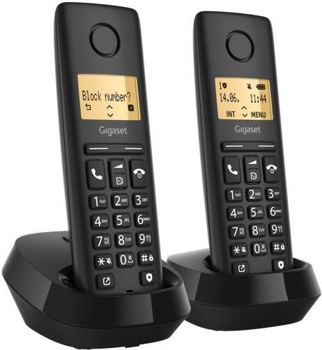 Gigaset PURE 100 Duo Schnurloses Festnetztelefon mit 1,5"-Display und Telefonbuch L36852-H3105-R601
