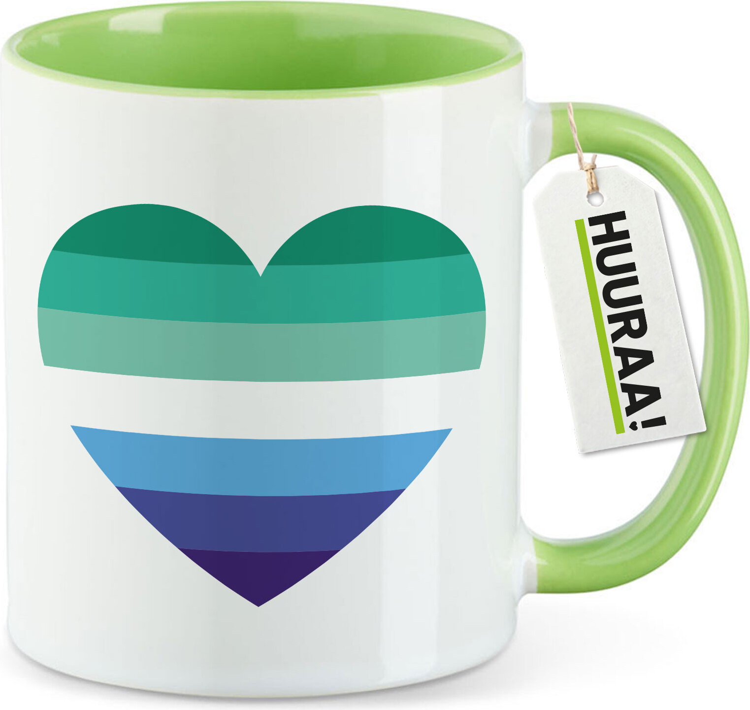 Hellweg Druckerei Huuraa Kaffeebecher Schwule Pride Flagge LGBTQ Herz Geschenk 330ml Grün Schwule Pride Flagge Mitbringsel 6116FT-GRE