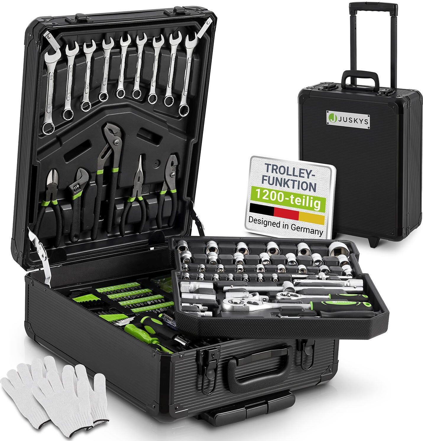 Juskys Werkzeugkoffer - 1200 teilig, gefüllt, Werkzeugtrolley 301071