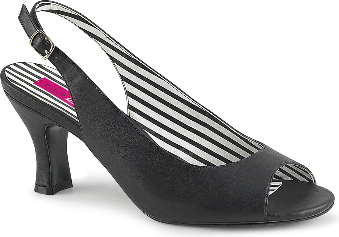 JENNA-02 Pleaser Pink Label Damen Peep Toe Pumps schwarz Lederoptik Spulenabsatz JENNA02/BPU#US11