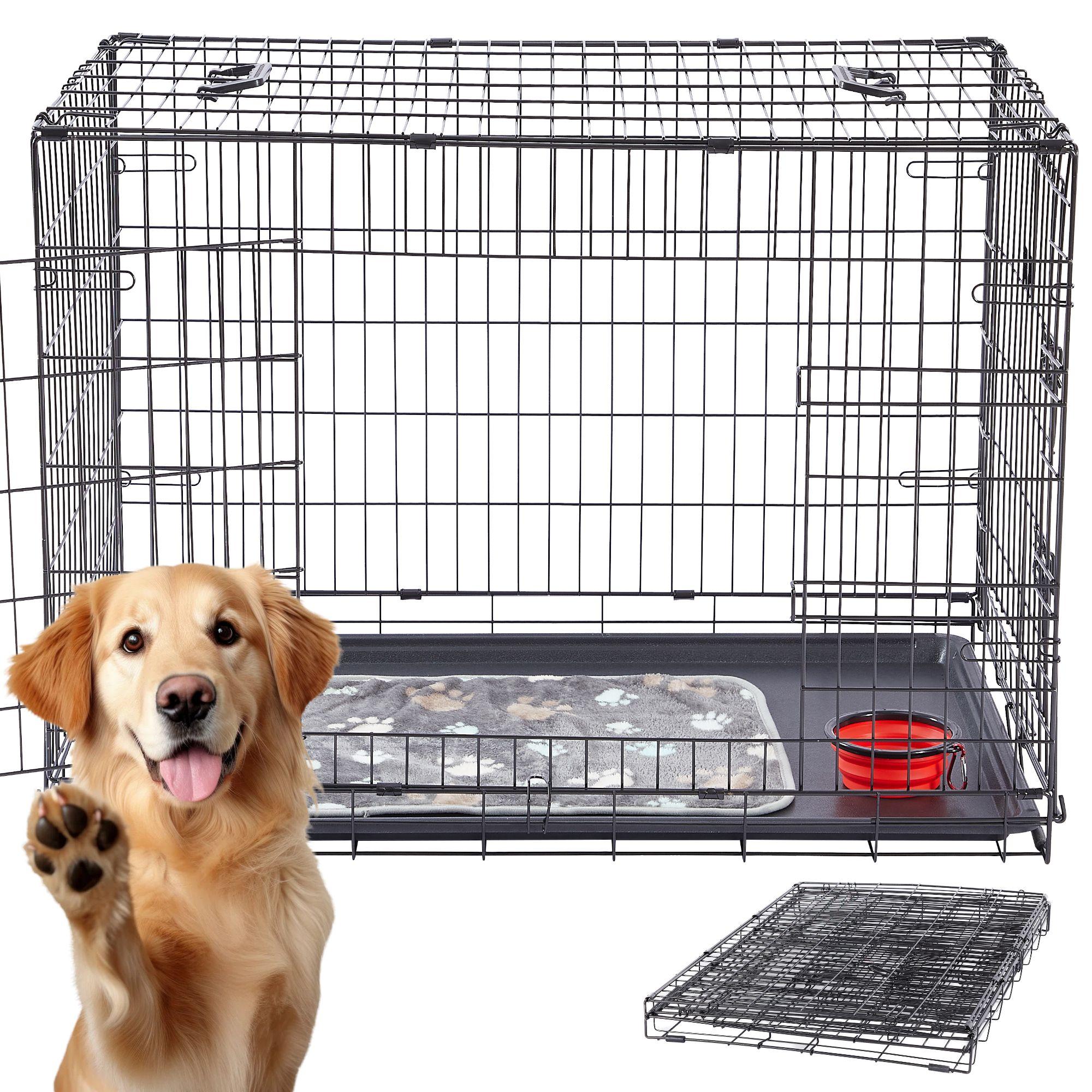 AREBOS Hundekäfig 77,5x53x59 cm klappbar Hundebox Transportbox M AR-HE-HK30