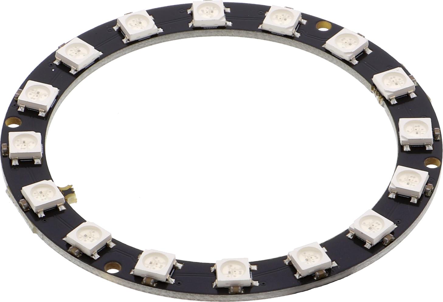 Funduino LED Ring (WS2812, vergleichbar mit Neopixel) Größe: 16 Pixel Angelötete Stiftleiste: Nein LED Ring (WS2812, vergleichbar mit Neopixel) : 16 Pixel Nein