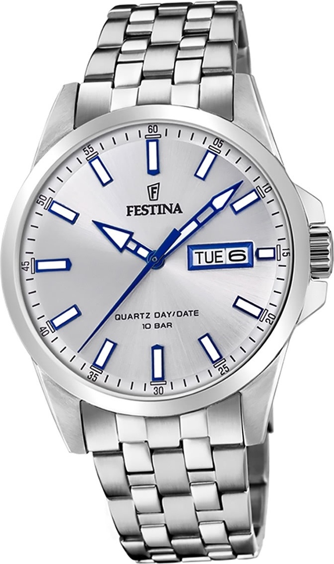 Festina pánske hodinky z nehrdzavejúcej ocele F20357/1 Quartz náramkové hodinky Silver Classic D2UF20357/1