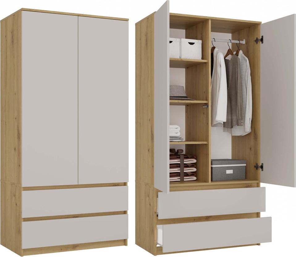 Mobile Camera Da Letto Guardaroba Grande Dania, , Cabina Armadio Portabiti Armadio Appendiabiti 119x51 H185 Cm Rovere E Bianco Opaco 95596770 Armadio Camera Da Letto - Foto 9
