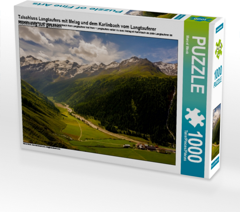 Calvendo Talschluss Langtaufers mit Melag und dem Karlinbach vom Langtauferer Höhenweg aus gesehen 1000 Teile Puzzle quer 640x480mm, Wenk Marcel; 7359071