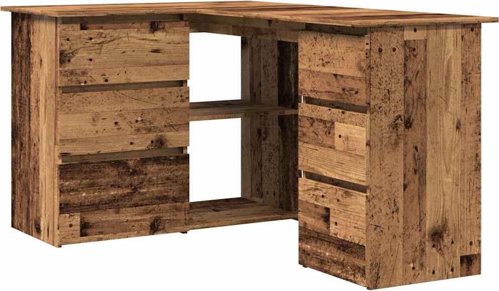 Eckschreibtisch Altholz-Optik 145x100x76 cm Holzwerkstoff