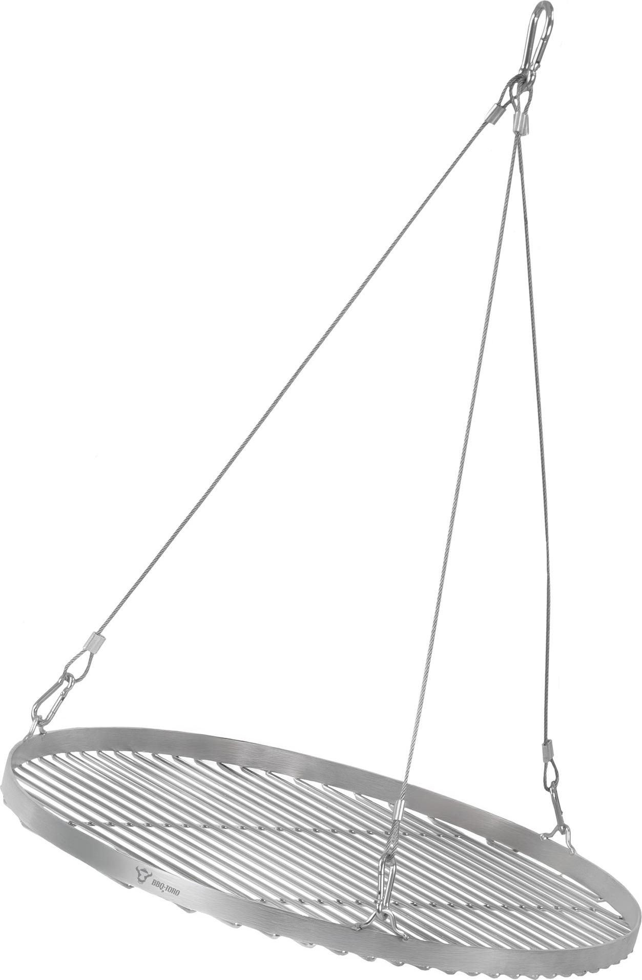 BBQ-Toro Edelstahl Grillrost Rund Ø 50 cm, BBQ Grillgitter mit Seilaufhängung, Hängegrill Rost