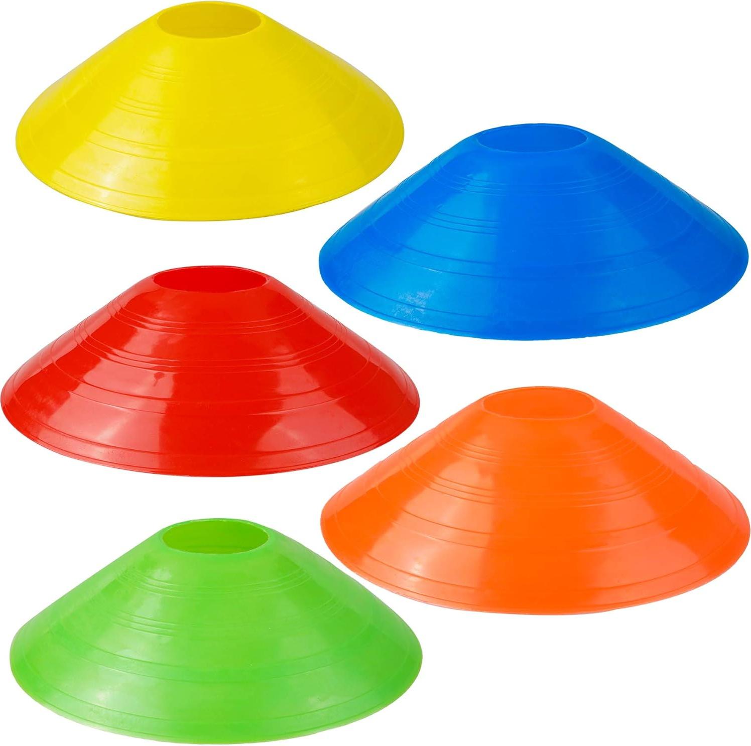 Markenlos Fitwish professionelle Markierungskegel Fußballset 15-teiliges Kegeltraining, bunte Markierungsdiscs, Zubehör für Fußballtraining