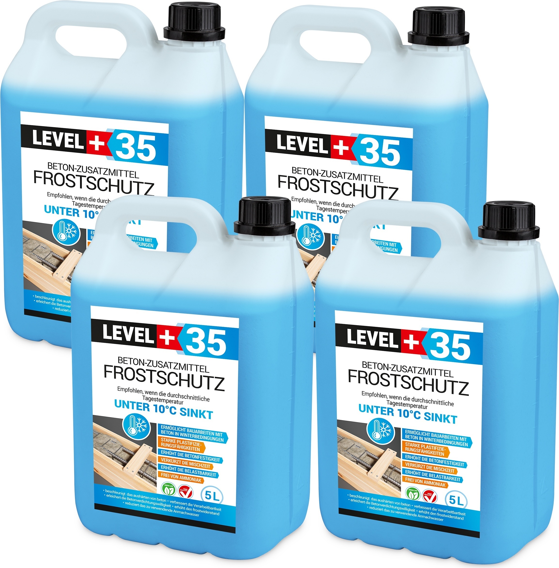 LEVEL+ Plastifizierer 50L – Betonzusatzmittel Als Verflüssiger Und Frostschutz, Blaue Flüssigkeit, RM35
