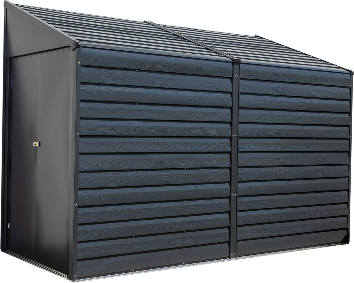 Kovový prístrešok Spacemaker naklonený k prístrešku 410 Grey 124x295x208 cm