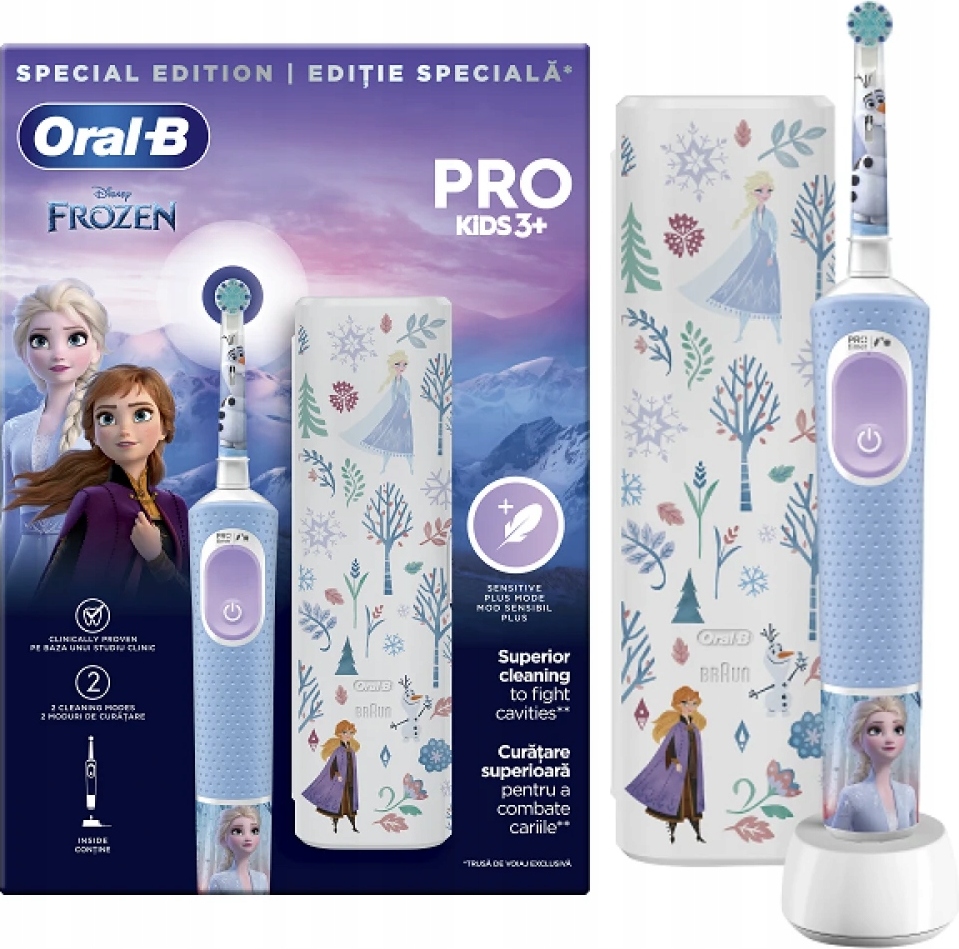 Braun Oral-B Oral-B | Elektrische Zahnbrste - D103 Frozen - fr Kinder - mit Etui und Aufkleber - sanfte Reinigung