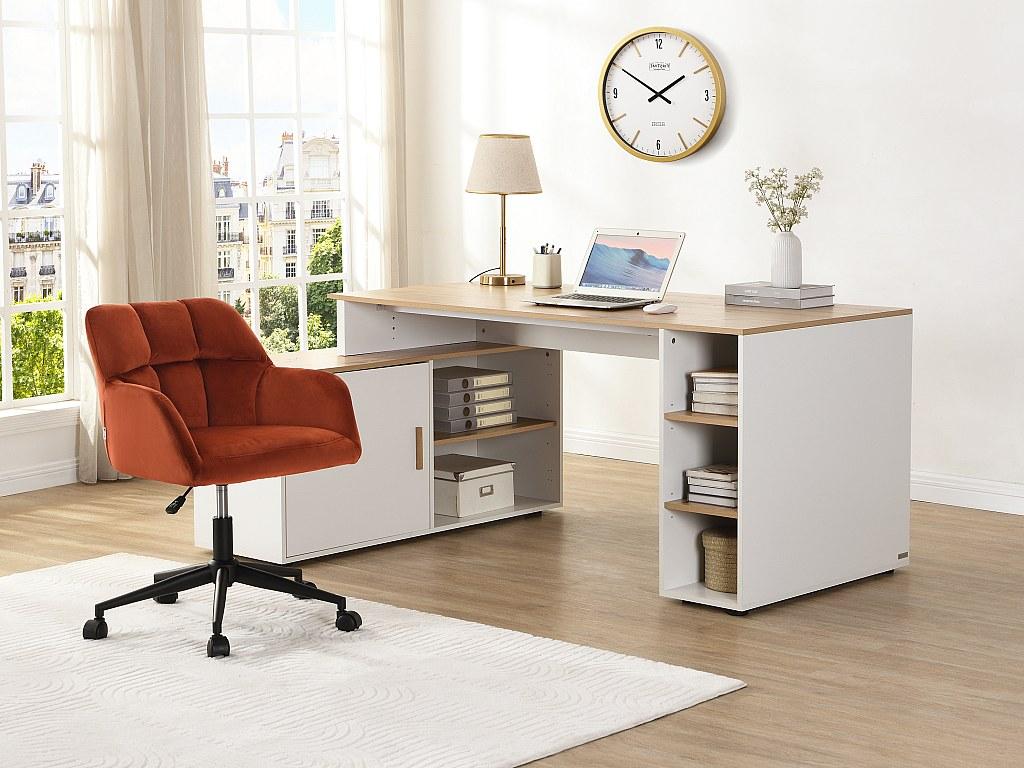 Bürostuhl höhenverstellbar - Samt - Terrakotta & Schwarz - PEGA von Pascal Morabito