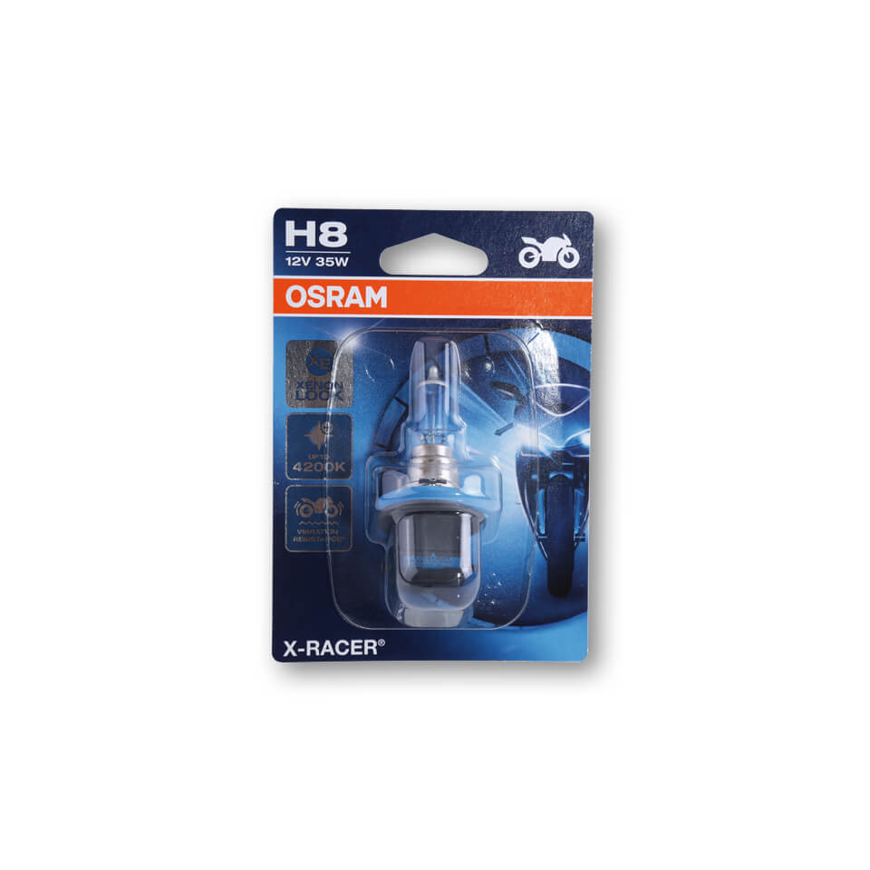 OSRAM H8 Glühlampe, X-RACER, 12V 35W PGJ19-1, Vibrationsfeste Technologie, Abblendlicht 64212XR-01B