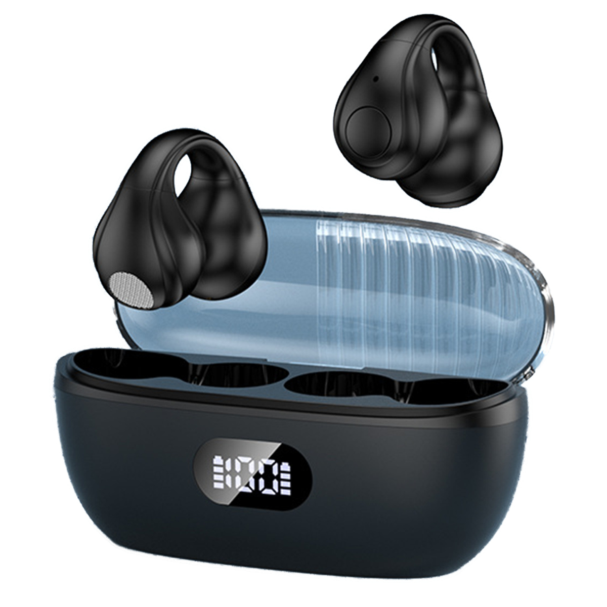 KINSI Ohrclip-Kopfhörer, kabelloses Bluetooth, kein In-Ear, lange Lebensdauer, schwarz 06-09075638-01