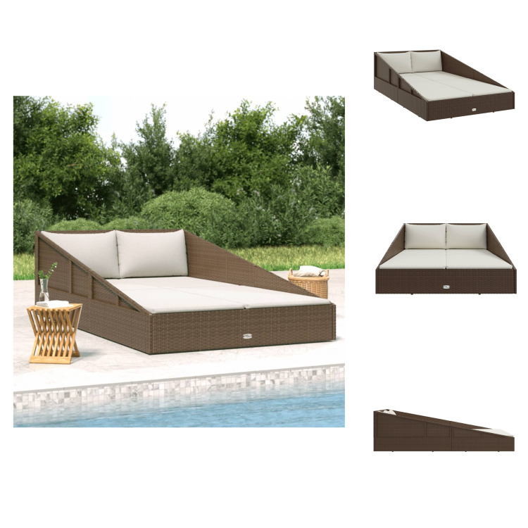 vidaXL Gartenbett Braun 110x200 cm Poly Rattan - Gartenbetten