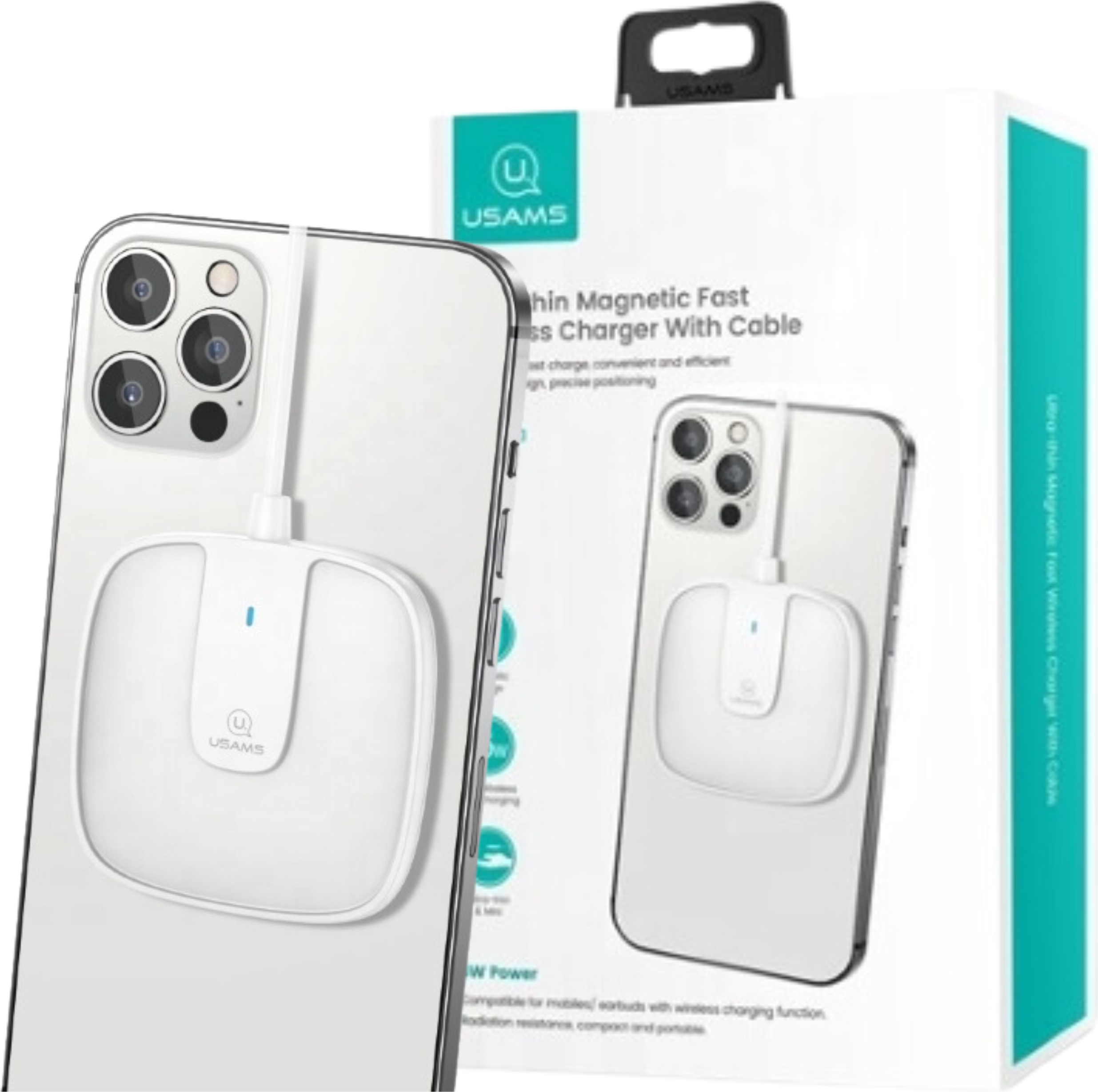 Usams Lad. Indukčný Us-Cd153 Magnetický 15W Iphone 12 Séria Biela/Biela Cd153Dz02