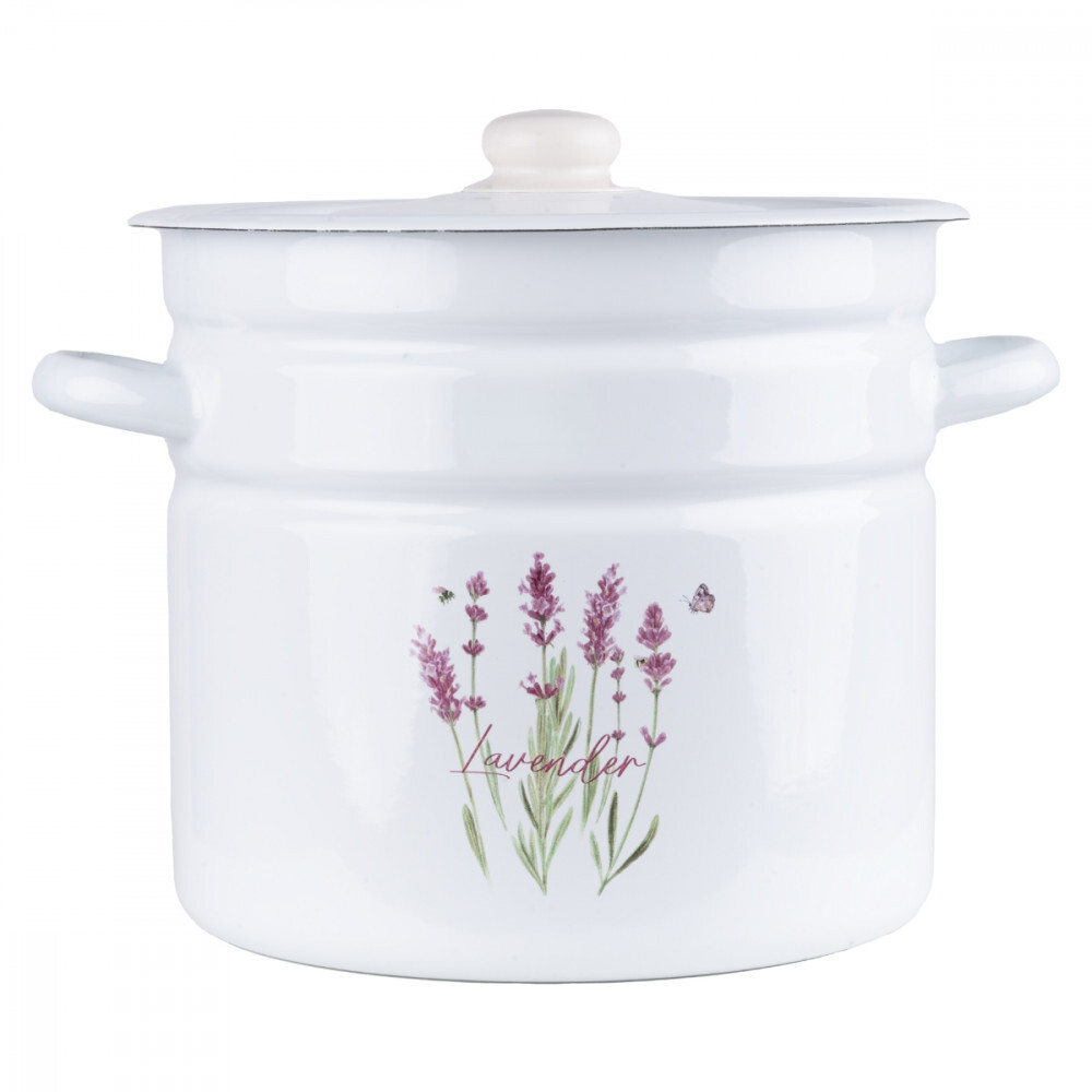 EMALIA RYBNIK Emaille Topf 12L Kochtopf Universaltopf Suppentopf Induktion Fleischtopf Lavendel