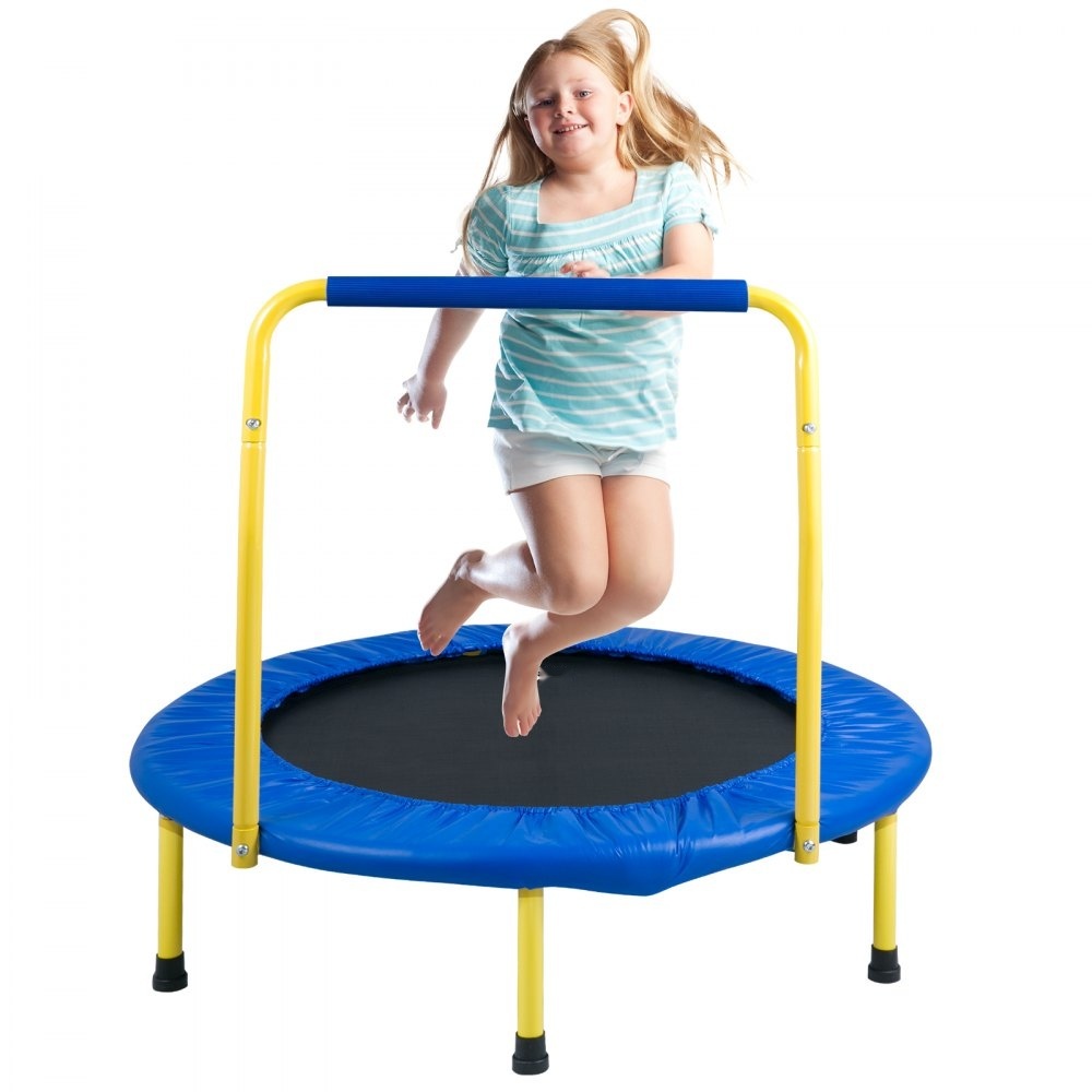 Trampolína - Skladacia záhradná trampolína | 810x920x920 mm - Mini fitness trampolína - Nosnosť 60 kg - Detská trampolína pre batoľatá - Modrá - Vnútorné, vonkajšie, záhradné, interiérové