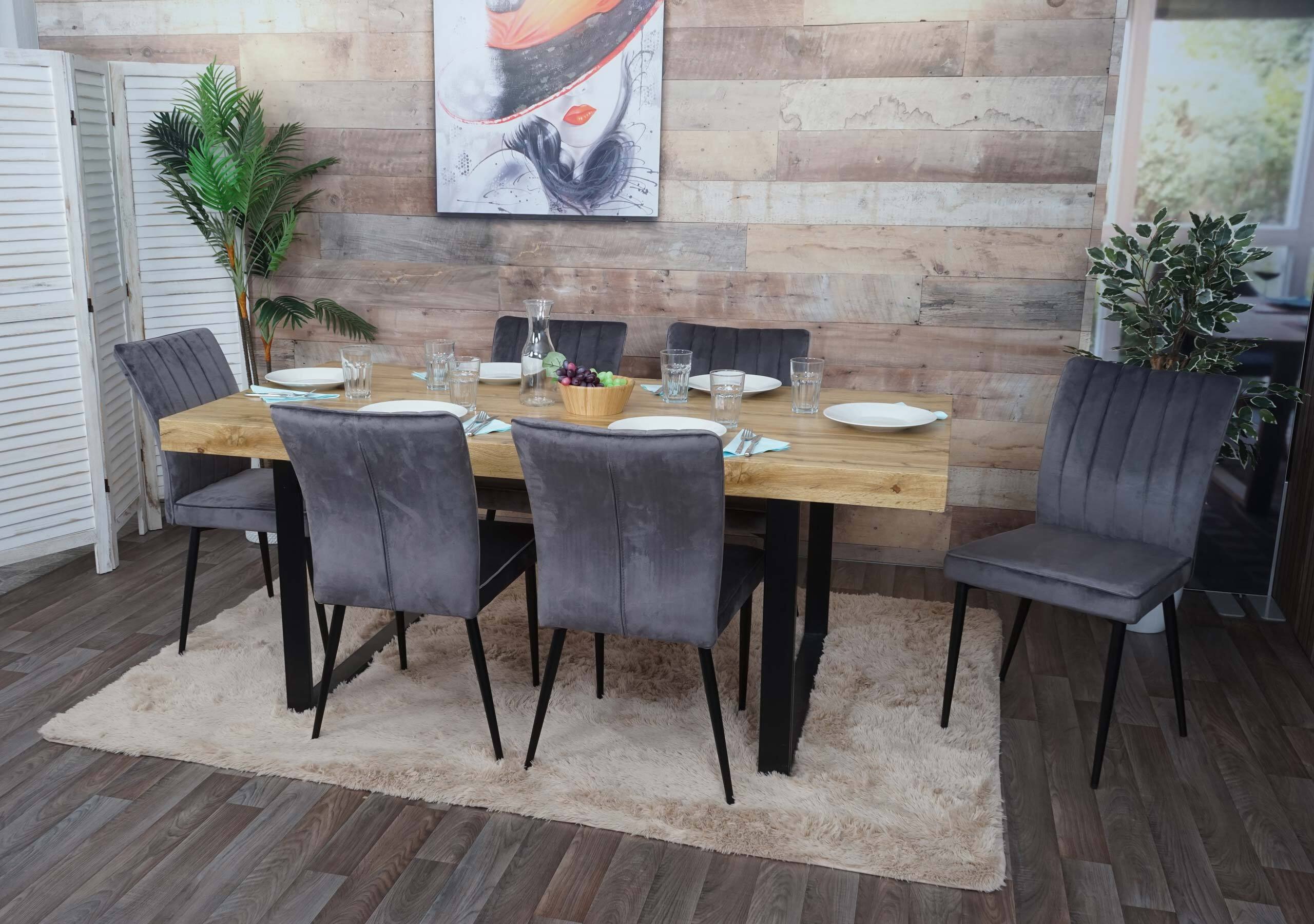 sada 6 jedálenských stoličiek HWC-K16, stolička kuchynská stolička, zamatový kov ~ tmavosivá