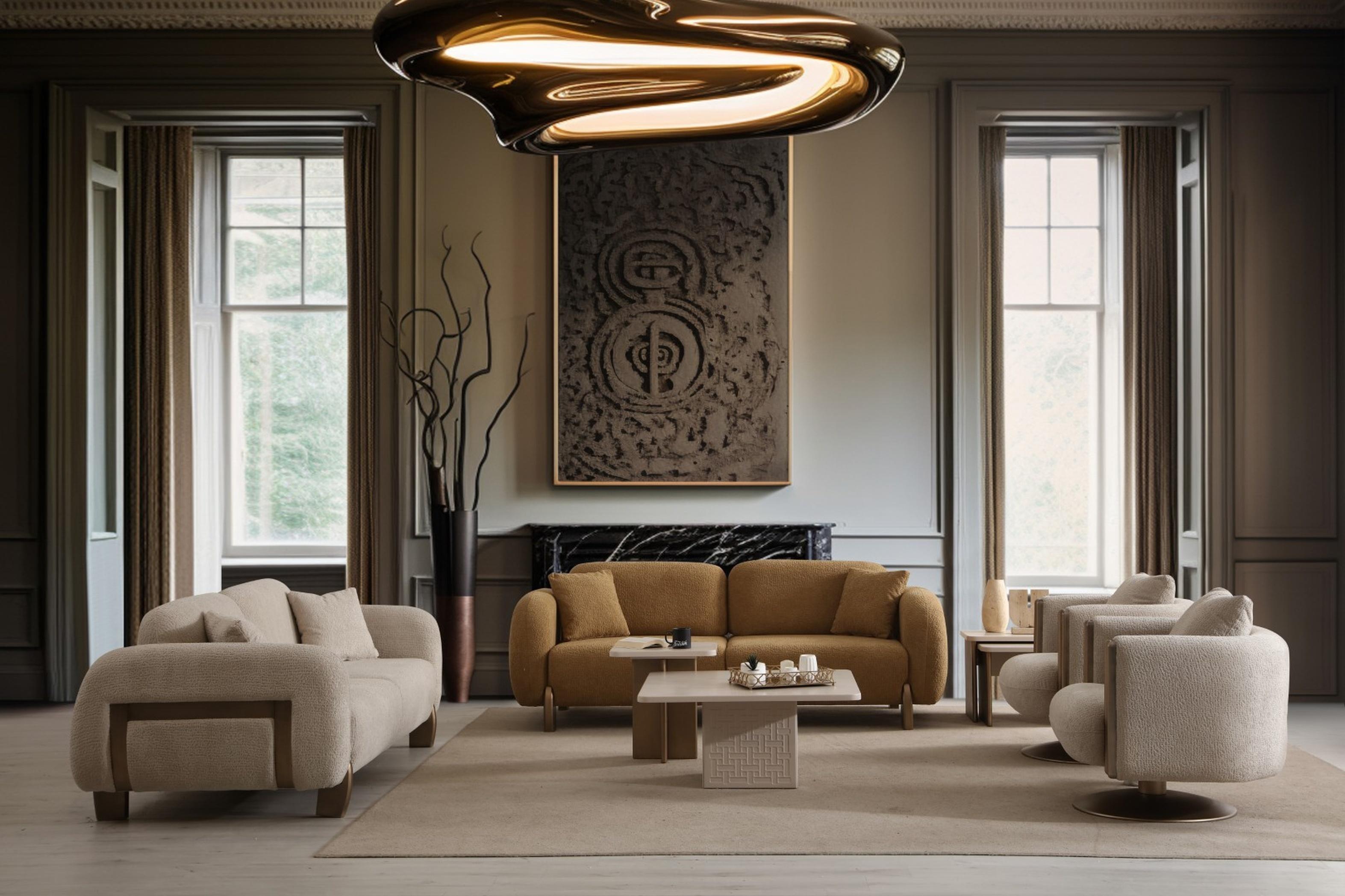 AEA Beige Wohnzimmer-Set 2-teilig Couchtisch Center-Tisch Wohnzimmermöbel