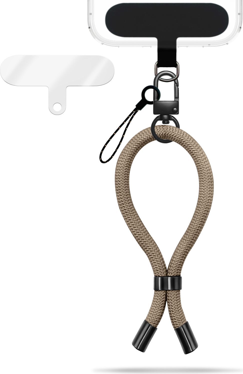 Wristy Edition - univerzálna retiazka na mobilný telefón - remienok na zápästie s kovovou karabínkou - Mocha Brown