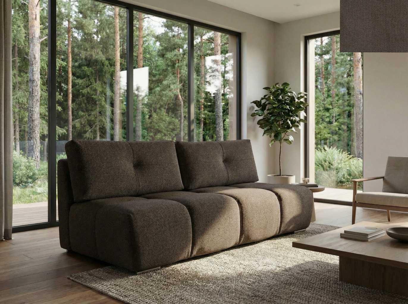 Nordelo Sofas - Nuvolletta elegantes Sofa aus BORG-Stoff 48 Schlaffuktion 150x200 Bettkasten, stabile Metallfüße COUCH-NUVL-BORG-48