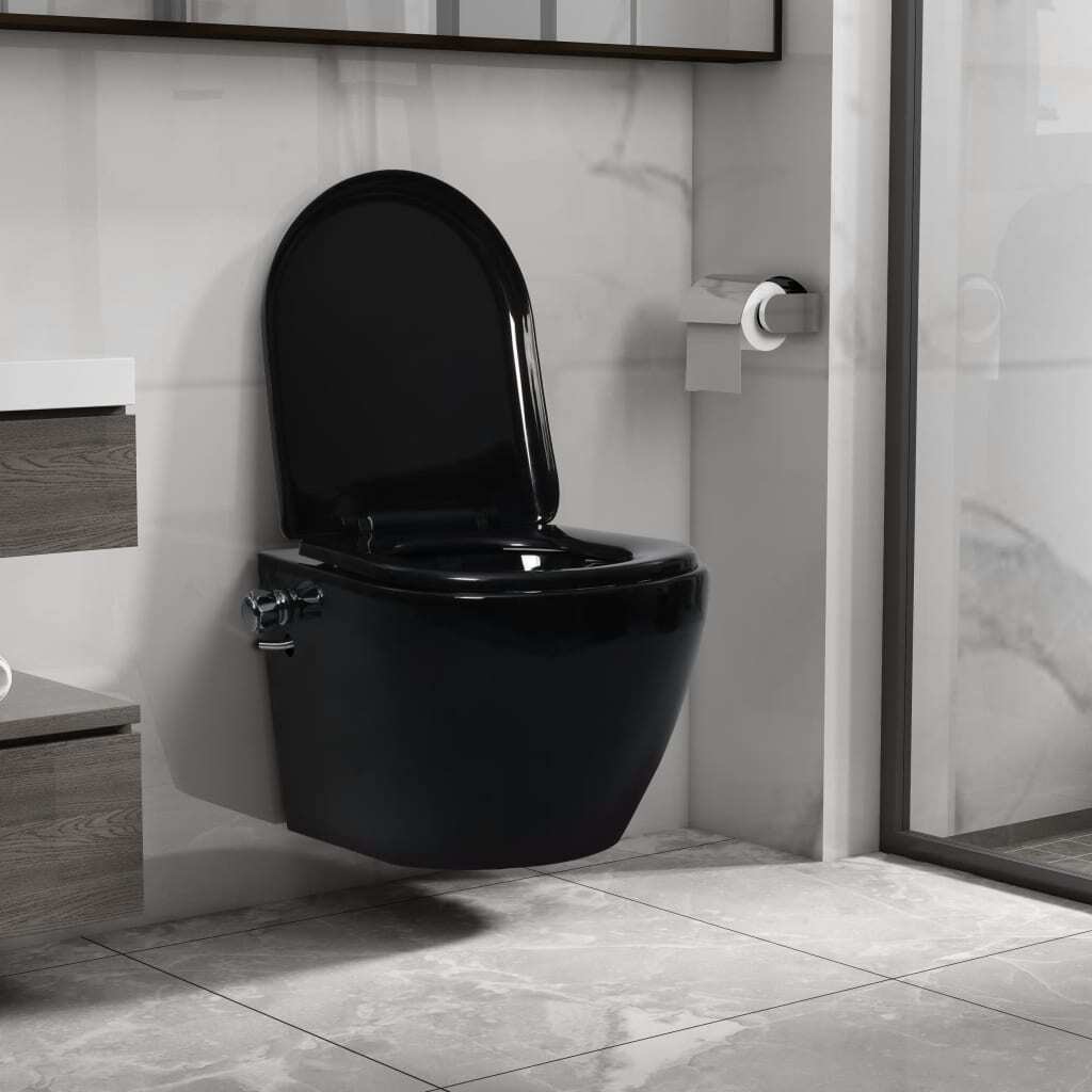 ZMH Wand-WC ohne Spülrand mit Bidet-Funktion Keramik Schwarz 145782