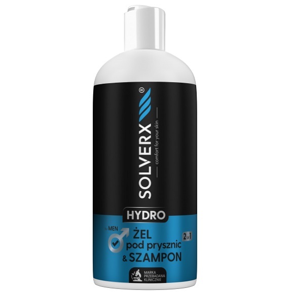Solverx Hydro Sprchový gél a šampon 2v1 pre mužov, 400ml