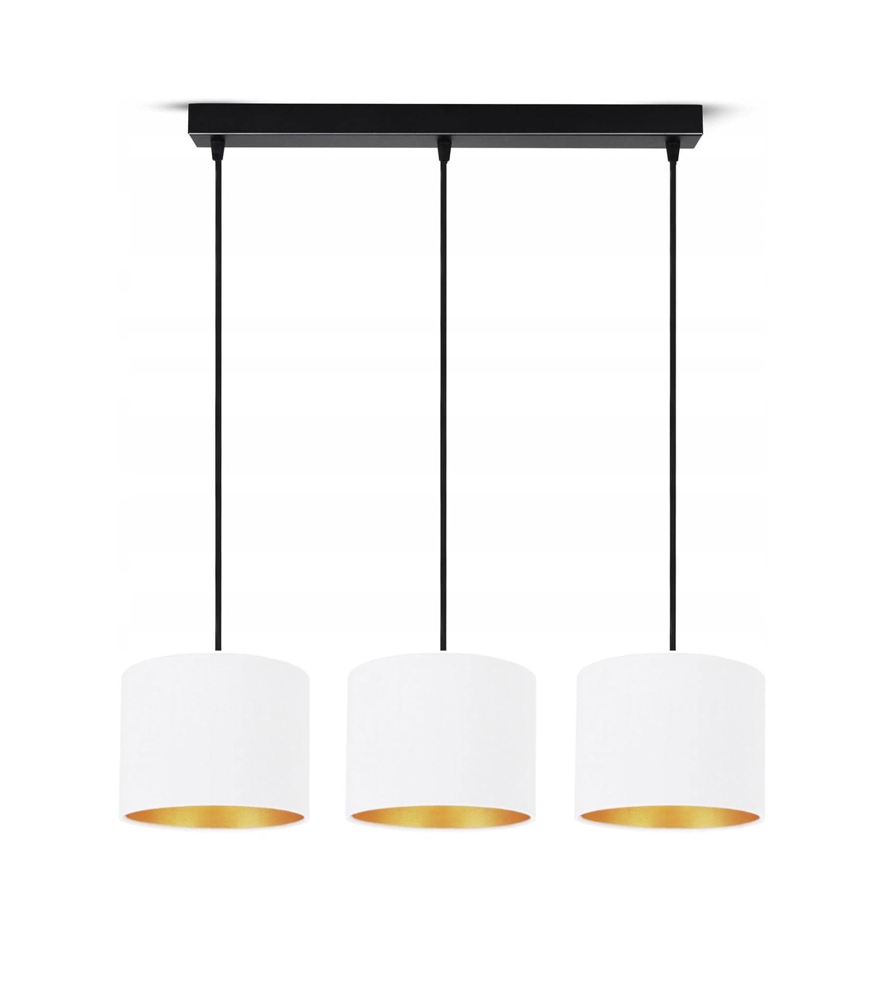 FKL DESIGN Home Deco Deckenlampe Weiß Lampe Leuchte aus Velours Vintage Modern E27 Designerlauchte 3-flammig N230-H3-W