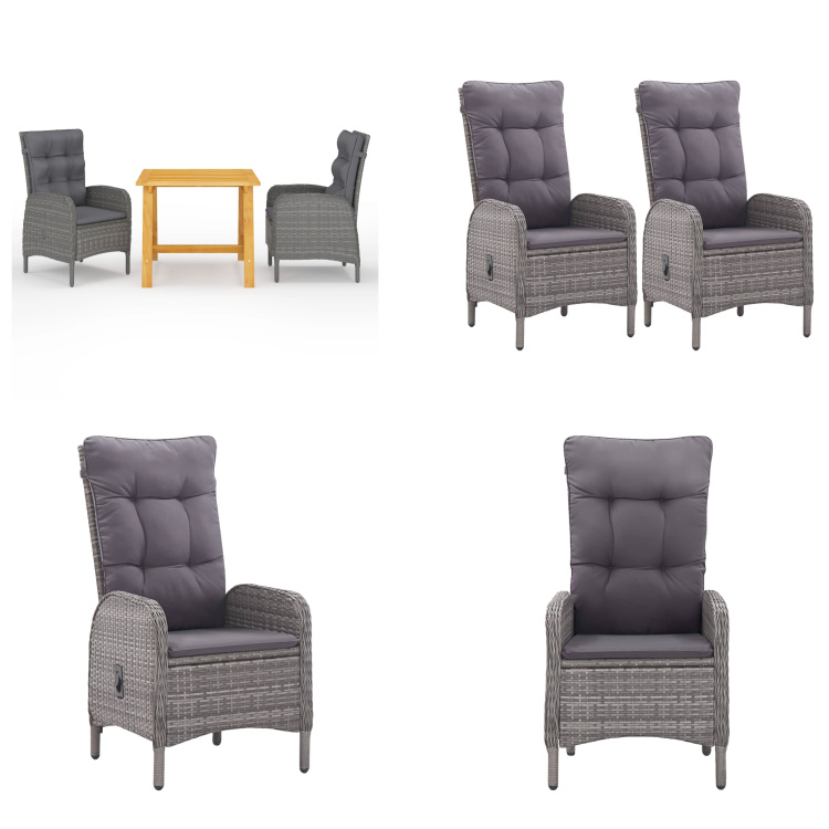 vidaXL 3-dielny záhradný jedálenský set sivý - Záhradný jedálenský set - Záhradné jedálenské sety - Záhradný nábytok - Záhradný set nábytku