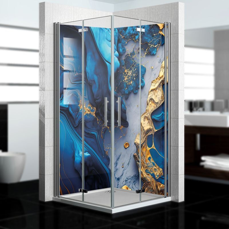 dedeco Eck-Duschrückwände Aluminium wasserfest Motiv: Marmor V16, Nano-Protect seidenmatt, 2 x 90x210x0,3cm, Fliesenersatz fugenlos Wandverkleidung Wandpaneele, Germany