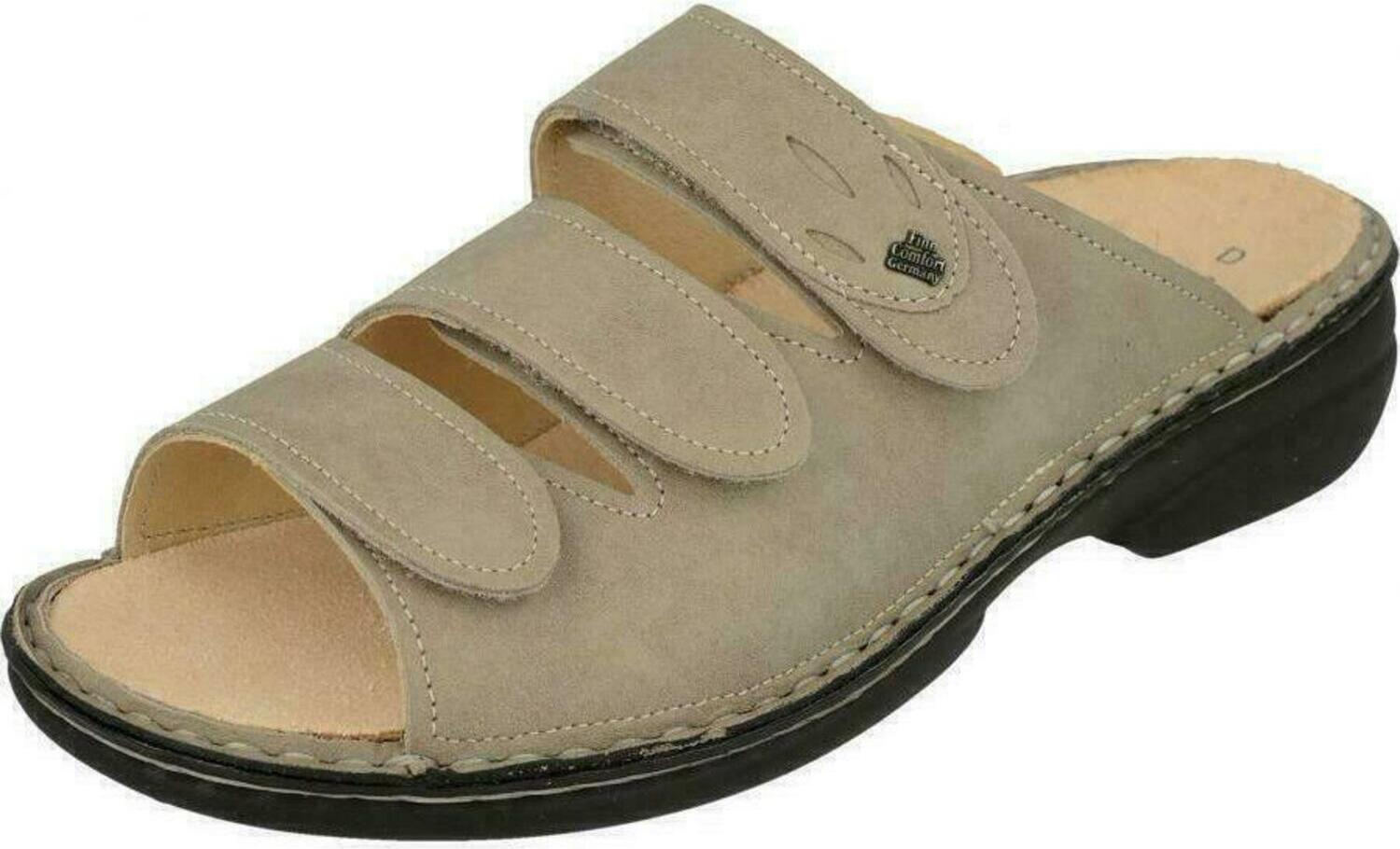 Dámske mules Finn Comfort Kos, pohodlné, sukňa, sivé, kožené, NOVINKA - dámske mules / oddeľovače prstov, béžové, kožené (lipsia)