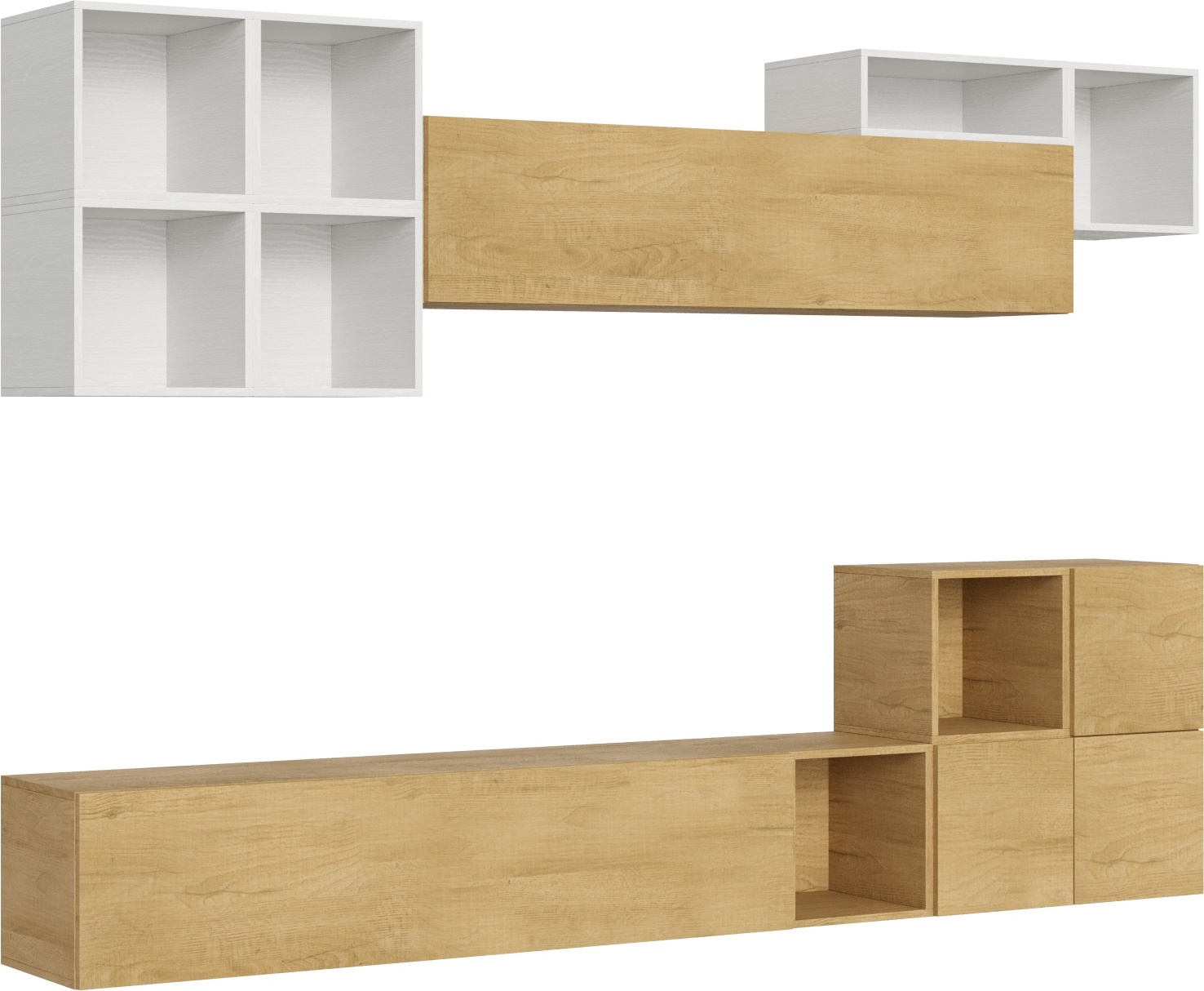 Itamoby Zusammensetzung der Wohnzimmerwand H45 L.294 T.39,2