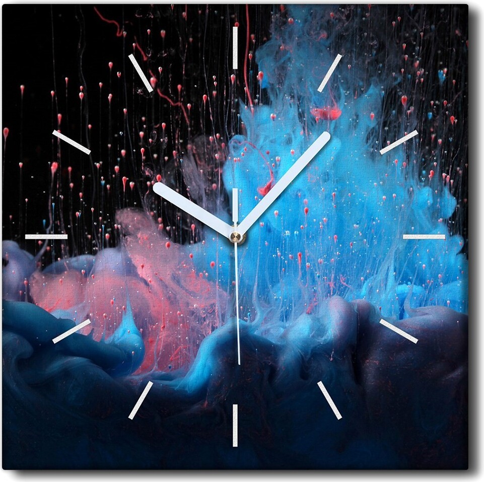 Coloray Uhr auf Leinwand 30x30 cm Wand Uhr Dekoration Wohnzimmer Segeltuch weiße Zeiger -Tintenabstraktion zck-30x30-232133548-b