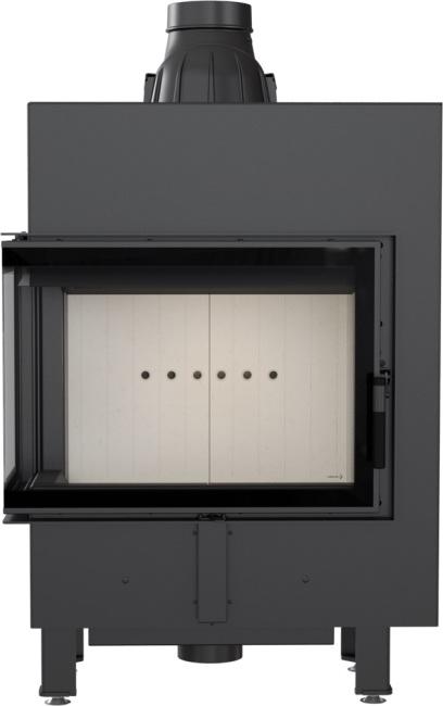 Oceľový krb KRATKI LUCY SLIM ľavý 8 kW Ø 160 samozatváracie dvierka