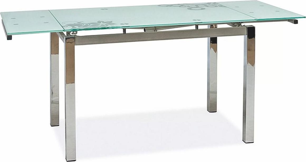 Casa Padrino Metall Esstisch mit Glasplatte Silber 110-170 cm - Erweiterbarer Küchentisch NEW-59546