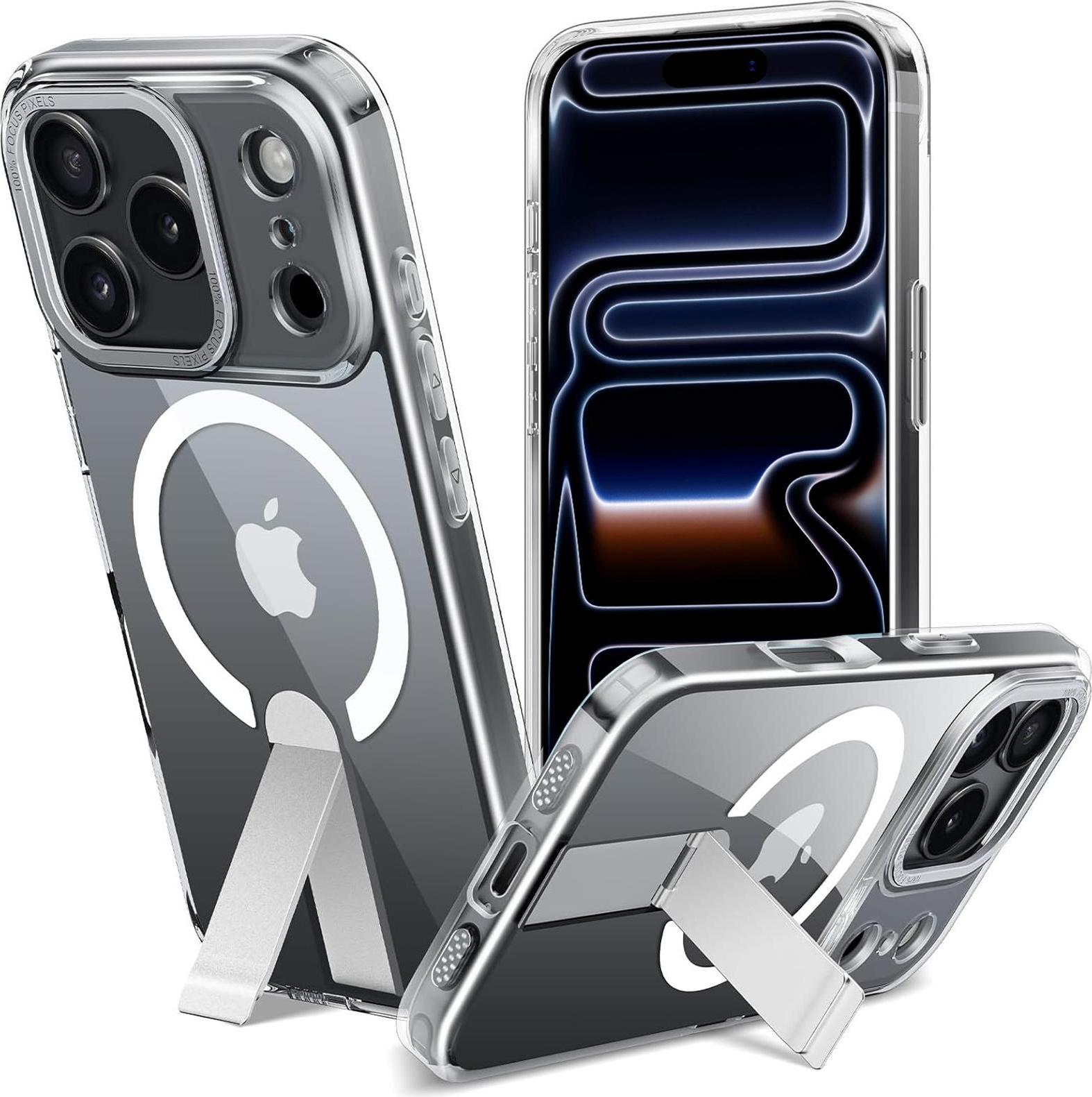 JETech Cover Magnetica per iPhone 12 Pro Max 6,7 Pollici Compatibile con Ricarica Wireless MagSafe, Telefono Custodia Paraurti Antiurto, Retro Antigraffio Trasparente (Navy
