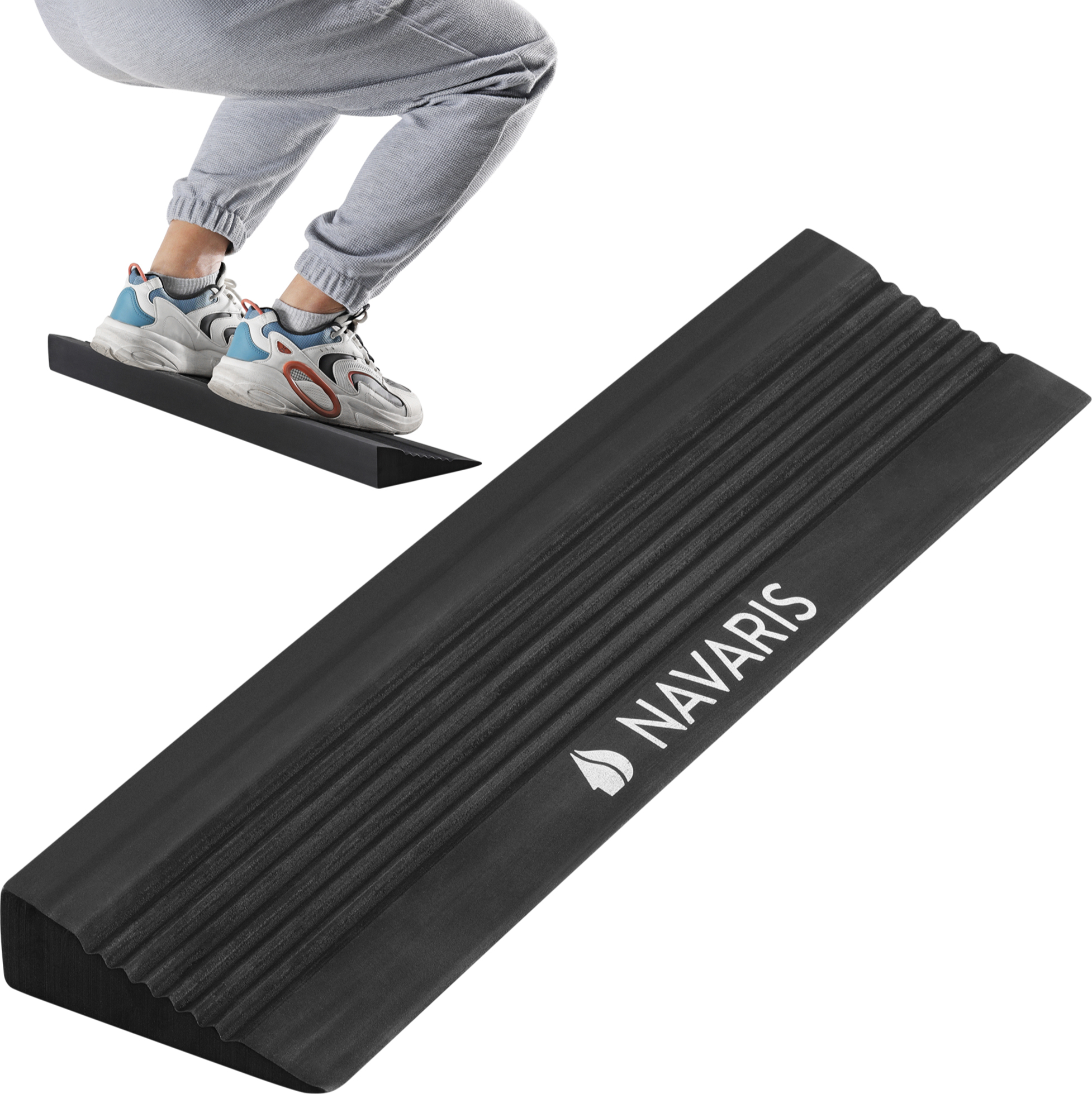 Navaris Squat Wedge Block lang - Wadendehner für Zuhause - Verbessere dein Training und senke das Verletzungsrisiko - 16 Grad Winkel Knieretter - Bis 61740.02