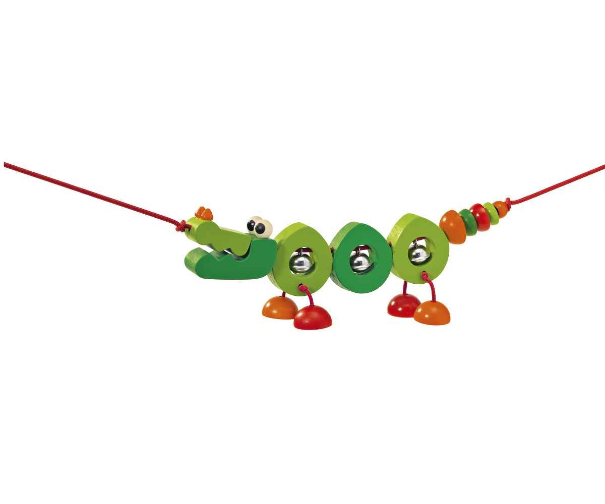 Selecta Spielzeug Crocolini Wagenkette, Wagen Kette, Babyspiel, Babyspielzeug, Holz, 63 cm, 61016