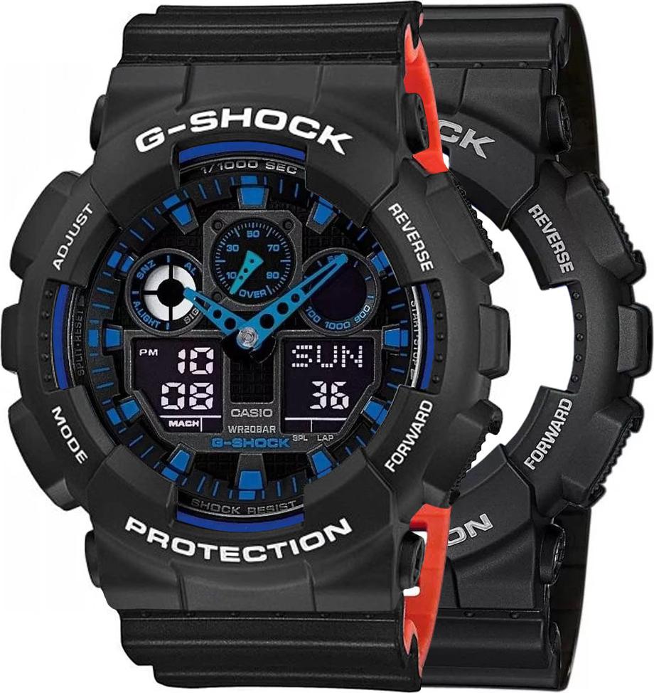 Zegarek Casio G-Shock SET GA-100-1A2ER + BEZEL 10508136 + PASEK 10577142 20BAR