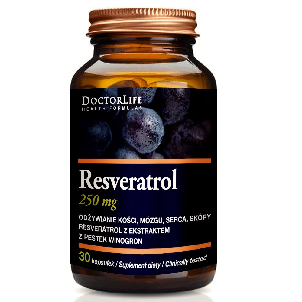 Doctor Life Resveratrol With Grape Seed Extract 250mg Dietary Supplement - 30 Capsules