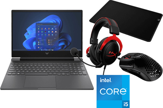 HP Bundle, Victus 15-fa1656ng Notebook + Cloud II Headset + Pulsefire Hast Maus + Pulsefire Mat Mauspad 17045102414